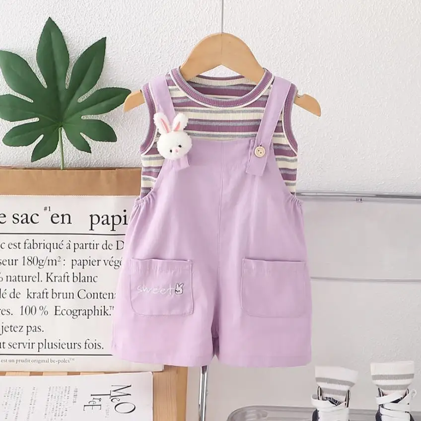 Baby Boutique Clothes Outfits Korean Style Summer Colorful Striped Vest And Cartoon Overalls Shorts Two Piece Toddler Girls Sets
Baby Boutique Clothes Outfits Korean Style Summer Colorful Striped Vest And Cartoon Overalls Shorts Two Piece Toddler Girls Sets