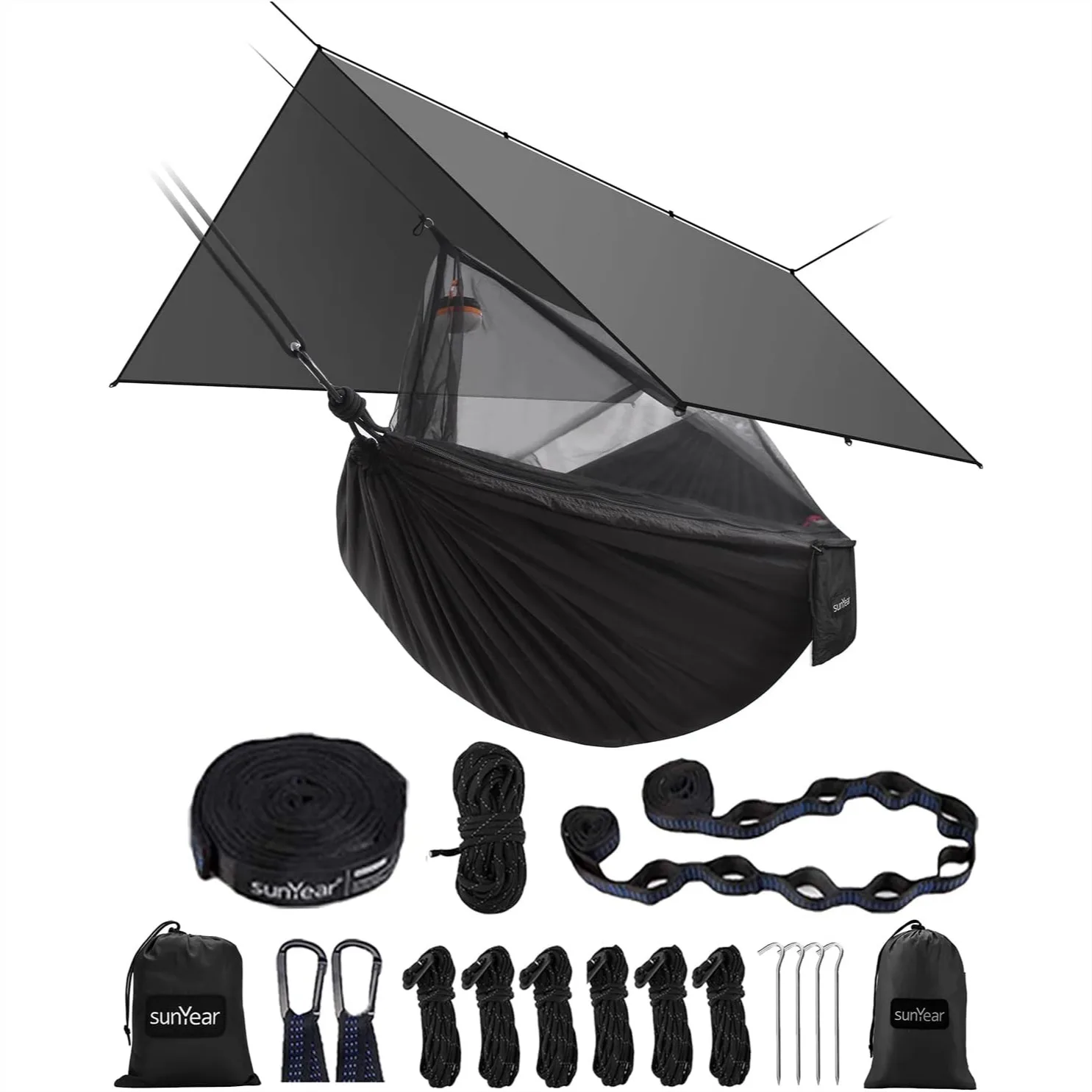 Camping Hammock with Rain Fly Tarp and Net, Portable Double Hammock for Backpacking Travel, 500lb Capacity, 100% Waterproof
Camping Hammock with Rain Fly Tarp and Net, Portable Double Hammock for Backpacking Travel, 500lb Capacity, 100% Waterproof