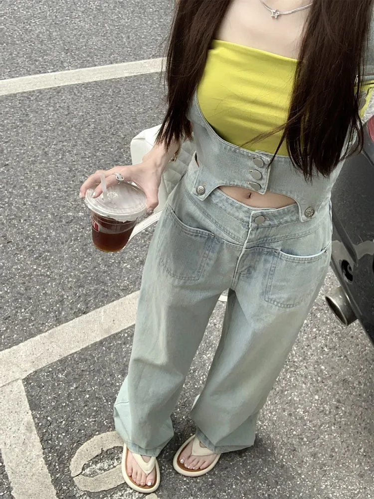 Overalls Summer/Detachable Suspender Denim Wide-Leg Pants Women Summer Retro High Waist Trousers
Overalls Summer/Detachable Suspender Denim Wide-Leg Pants Women Summer Retro High Waist Trousers