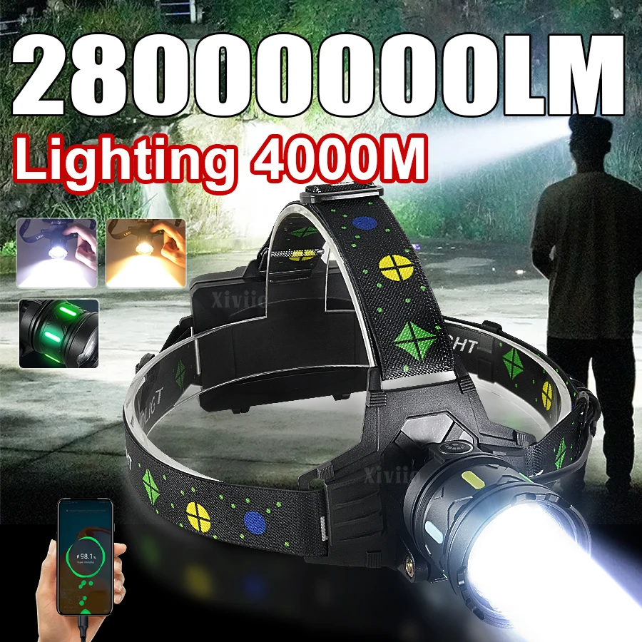 Strong Light LED Headlight 28000000LM Most Powerful Headlamp Rechargeable Lamp Zoomable Lantern Outdoor Lights For Camping Work
Strong Light LED Headlight 28000000LM Most Powerful Headlamp Rechargeable Lamp Zoomable Lantern Outdoor Lights For Camping Work