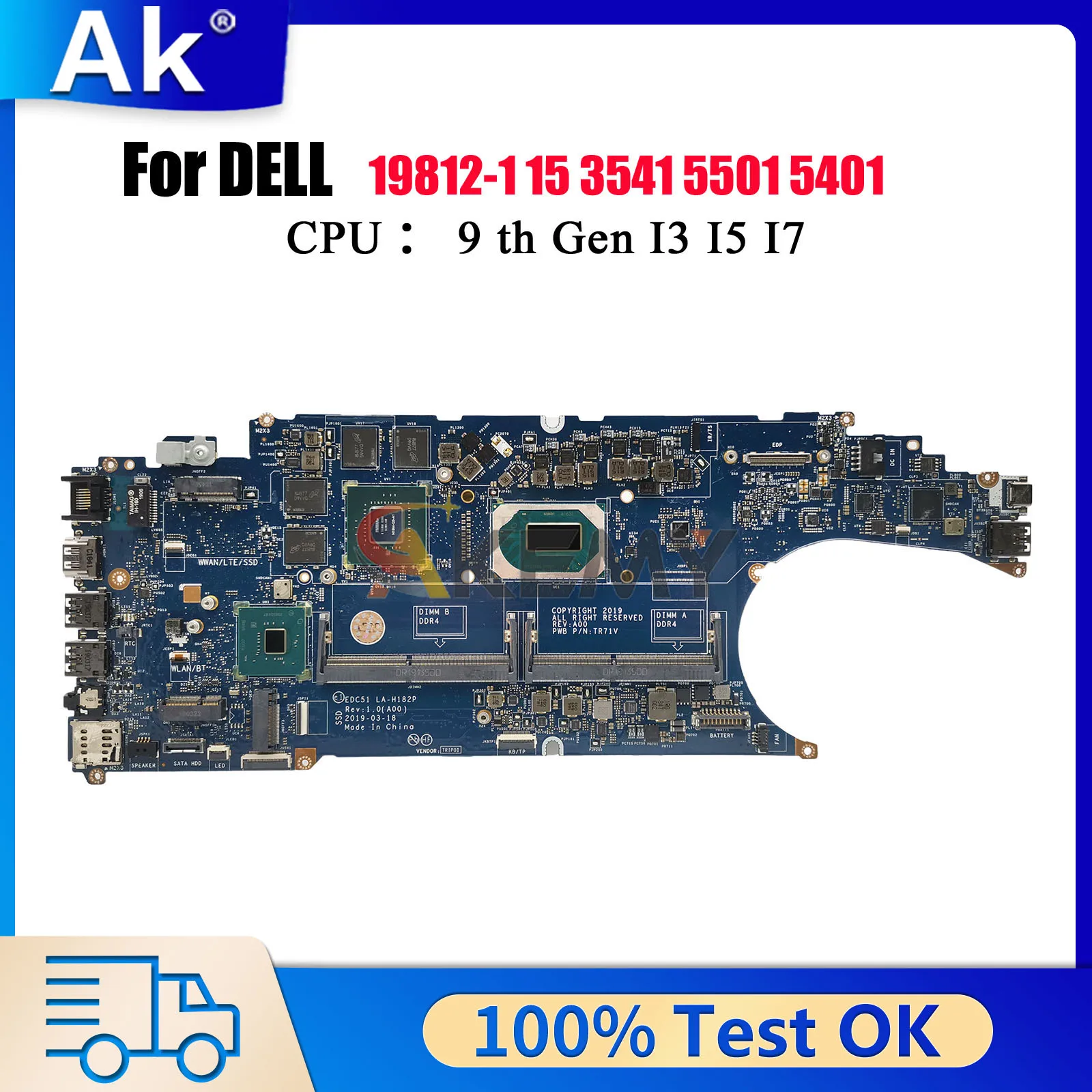 Материнская плата LA-H182P для DELL Latitude 5501 Precision 3541 с процессором i7 i9-9-го поколения CN-0WH66R CN-0DTNGJ DTNGJ 100% полностью протестирована
Материнская плата LA-H182P для DELL Latitude 5501 Precision 3541 с процессором i7 i9-9-го поколения CN-0WH66R CN-0DTNGJ DTNGJ 100% полностью протестирована