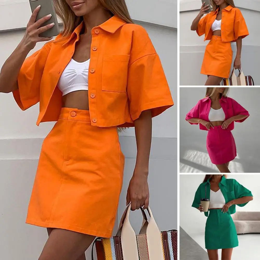 Shirt Skirt Set Stylish Women's Shirt Skirt Set with Lapel Collar Short Sleeve Buttons Placket Shirt High Waist Short for A
Shirt Skirt Set Stylish Women's Shirt Skirt Set with Lapel Collar Short Sleeve Buttons Placket Shirt High Waist Short for A