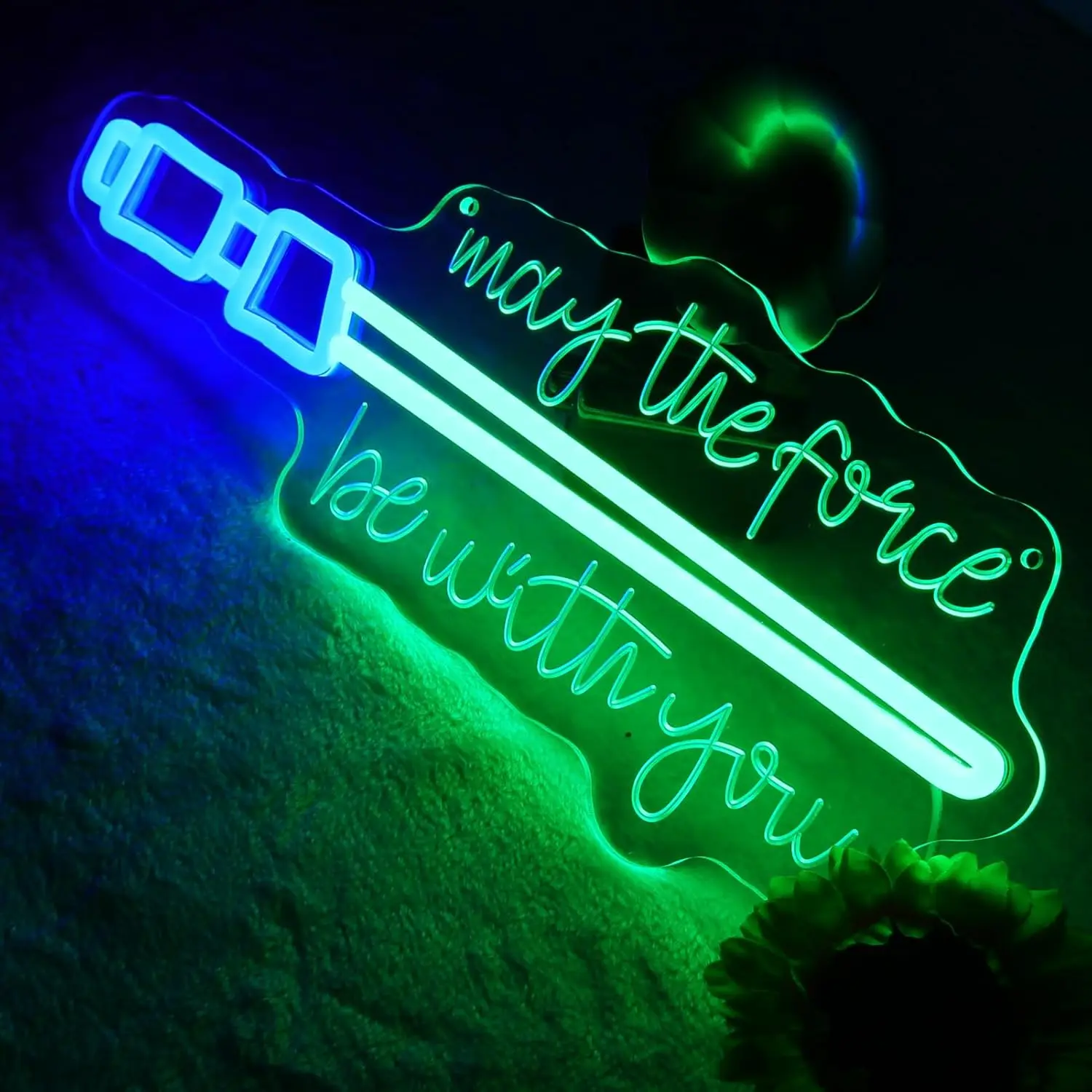 May The Force Be With You Neon Sign Playful edgy colorful light, cool-toned edgy, rebellious attitude
May The Force Be With You Neon Sign Playful edgy colorful light, cool-toned edgy, rebellious attitude