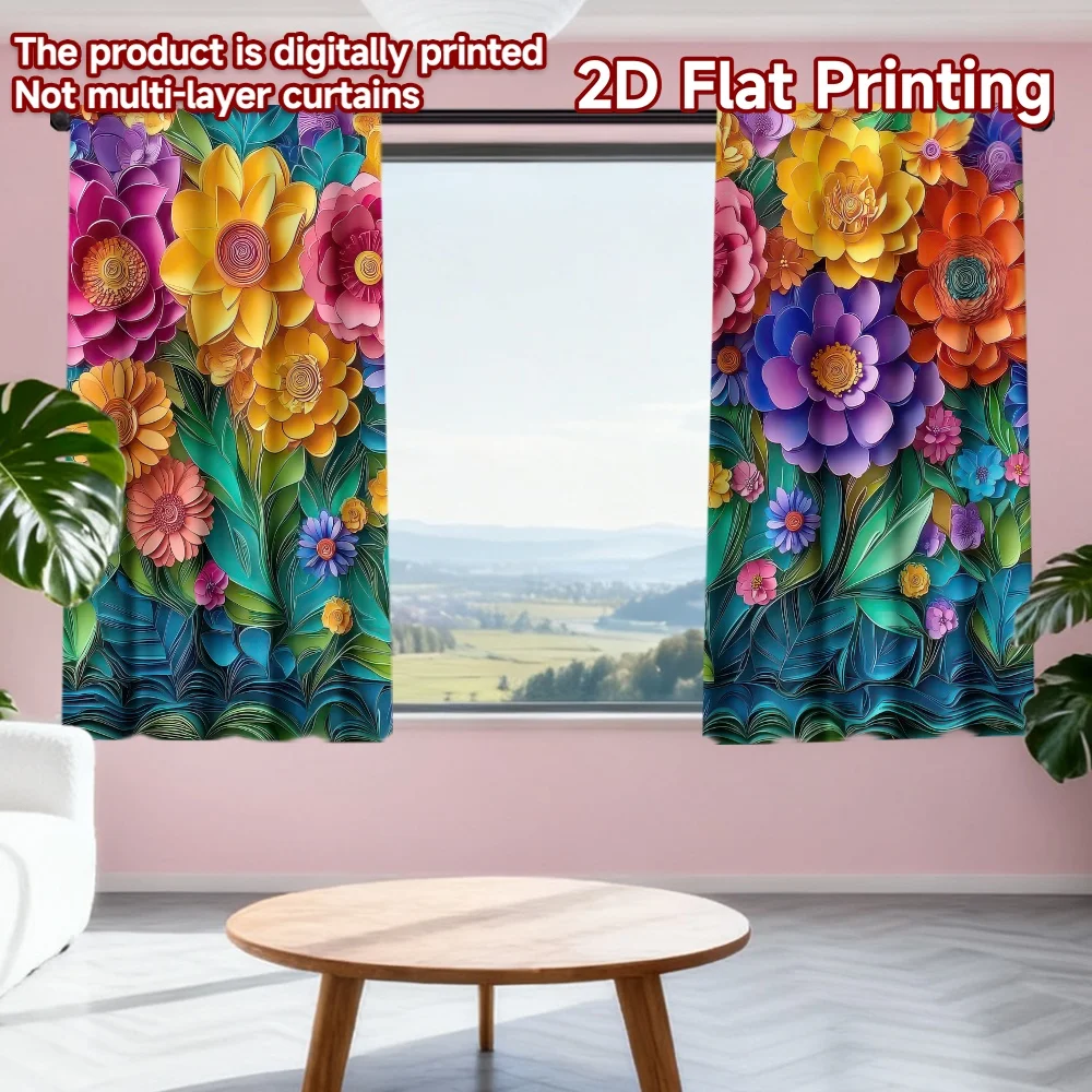 2D flat printing 2pcs Curtains Colorful Quilling Flowers Digital Printed Polyester Drapes Family Party for Home Wall Yard Use
2D flat printing 2pcs Curtains Colorful Quilling Flowers Digital Printed Polyester Drapes Family Party for Home Wall Yard Use