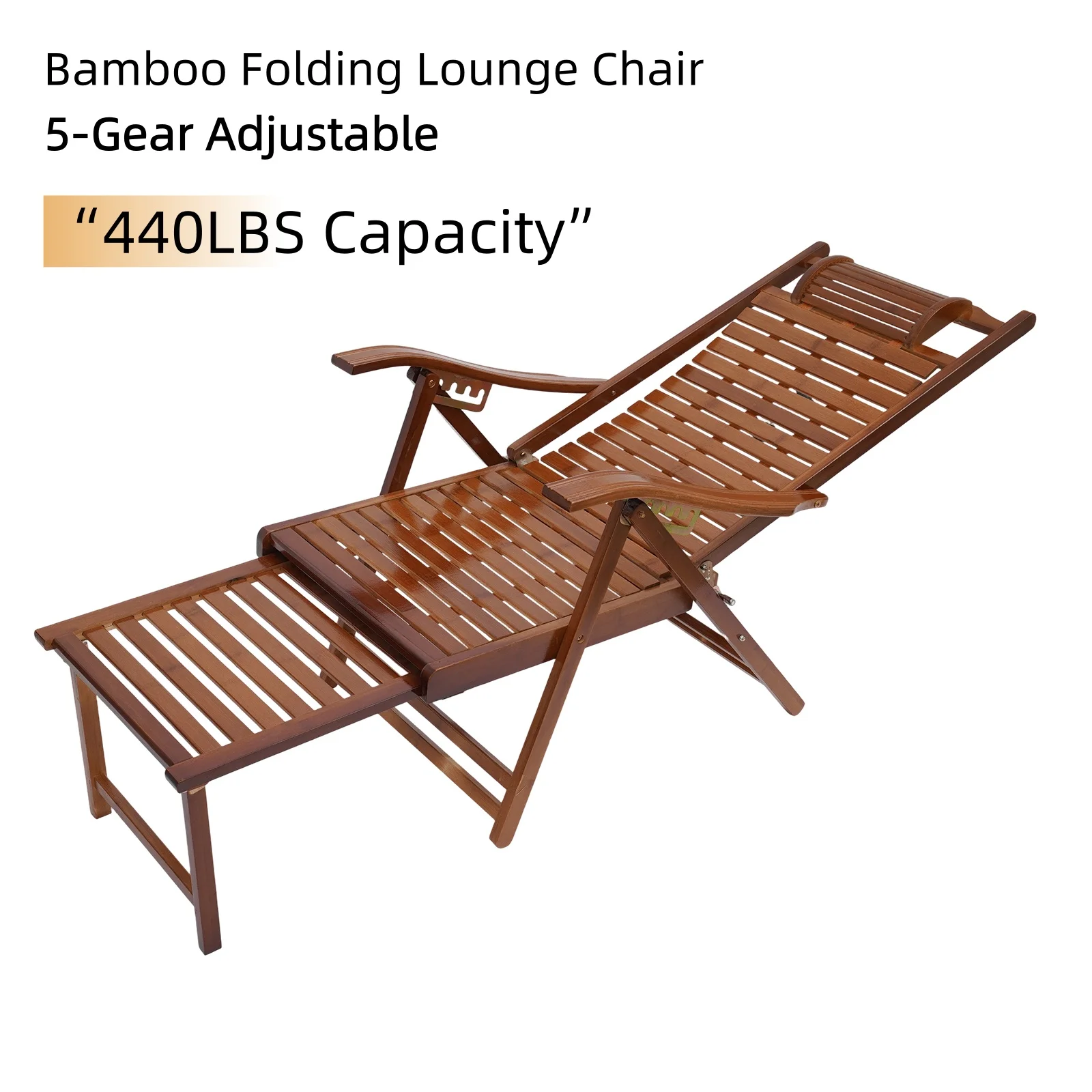 Bamboo Folding Lounge Chair - 5-Gear Adjustable Backrest (160°) Reclining Chair with Retractable Footrest & Massage Hammer
Bamboo Folding Lounge Chair - 5-Gear Adjustable Backrest (160°) Reclining Chair with Retractable Footrest & Massage Hammer