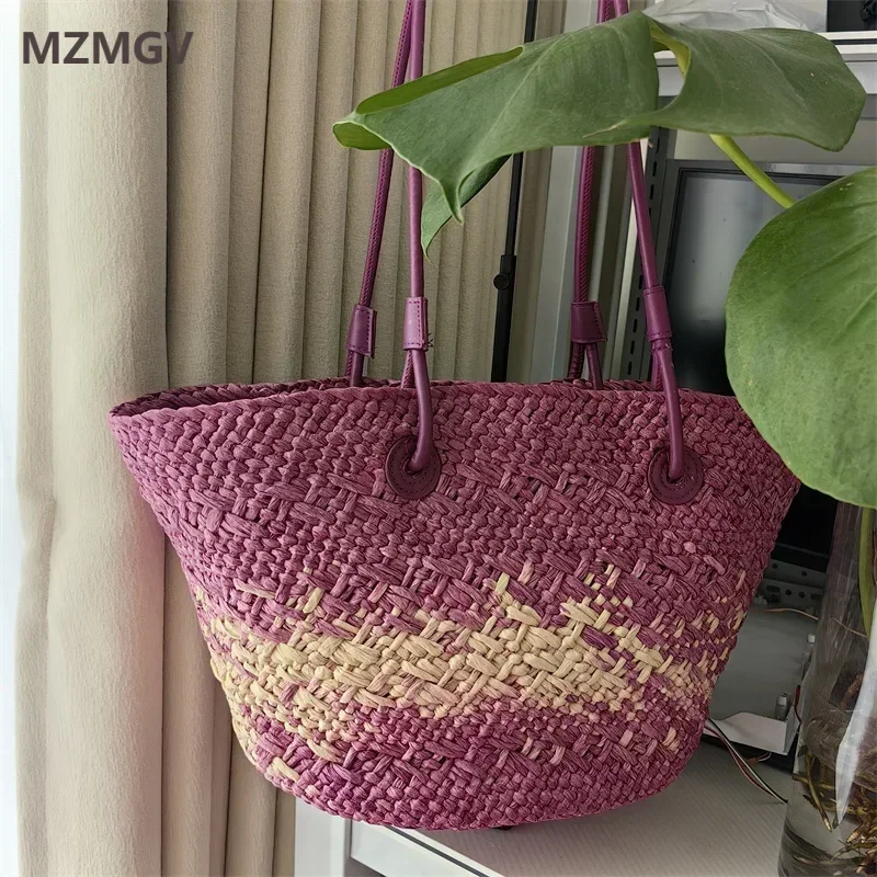 Meet You Summer Seaside Beach Straw Bag Design Hand-made Paper Weave Large Capacity Tote Bag Color Contrast Travel Shoulder Bag
Meet You Summer Seaside Beach Straw Bag Design Hand-made Paper Weave Large Capacity Tote Bag Color Contrast Travel Shoulder Bag