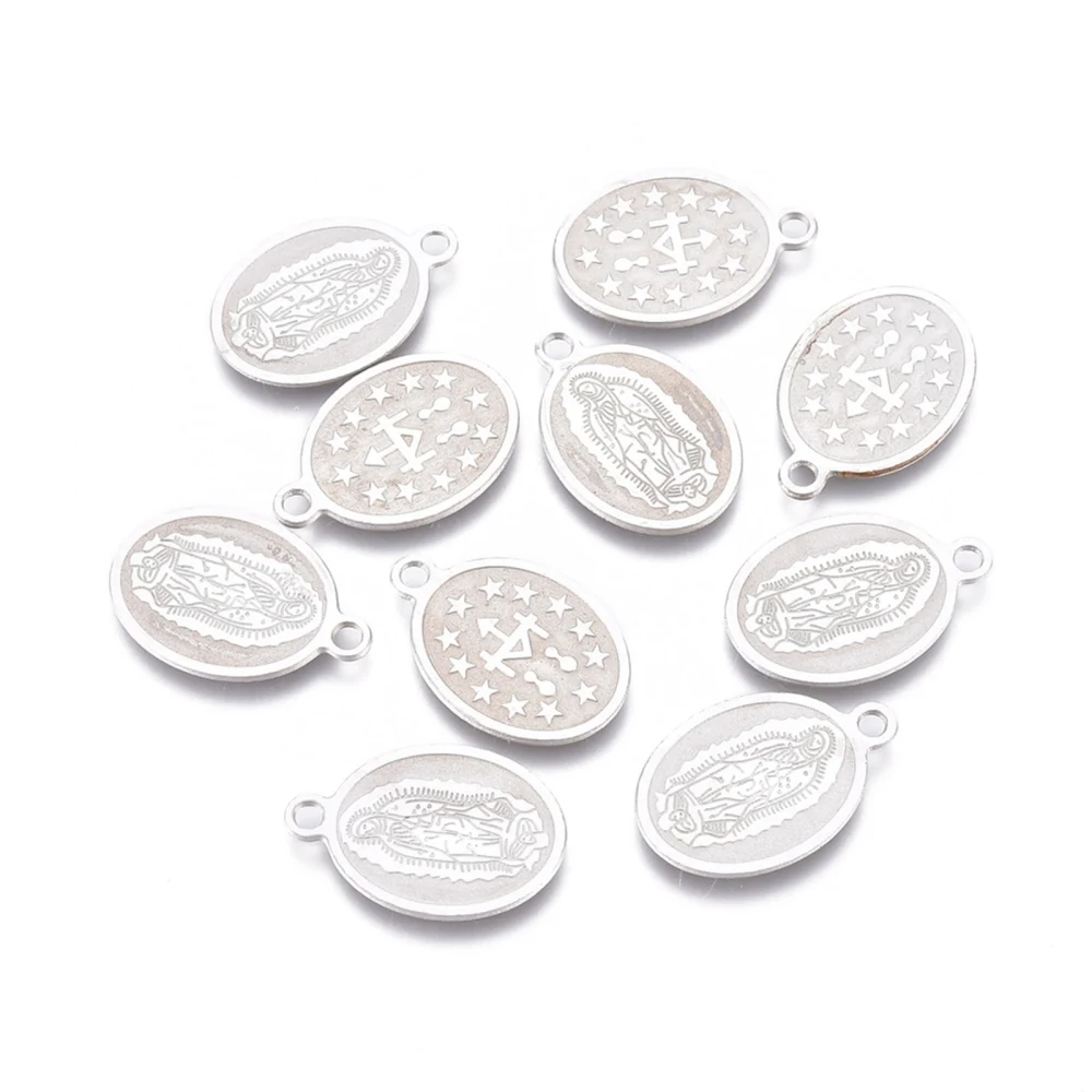 10pcs 304 Stainless Steel Charms Laser Cut Oval with Virgin Mary Charm Pendant for jewelry making DIY bracelet necklace Decor
10pcs 304 Stainless Steel Charms Laser Cut Oval with Virgin Mary Charm Pendant for jewelry making DIY bracelet necklace Decor