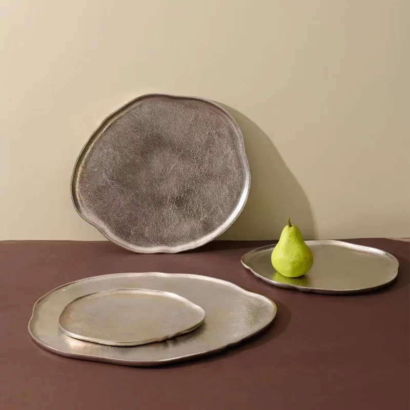 Light luxury silver metal aluminum irregular light edge fruit tray snack nut storage tray tea tray decoration
Light luxury silver metal aluminum irregular light edge fruit tray snack nut storage tray tea tray decoration