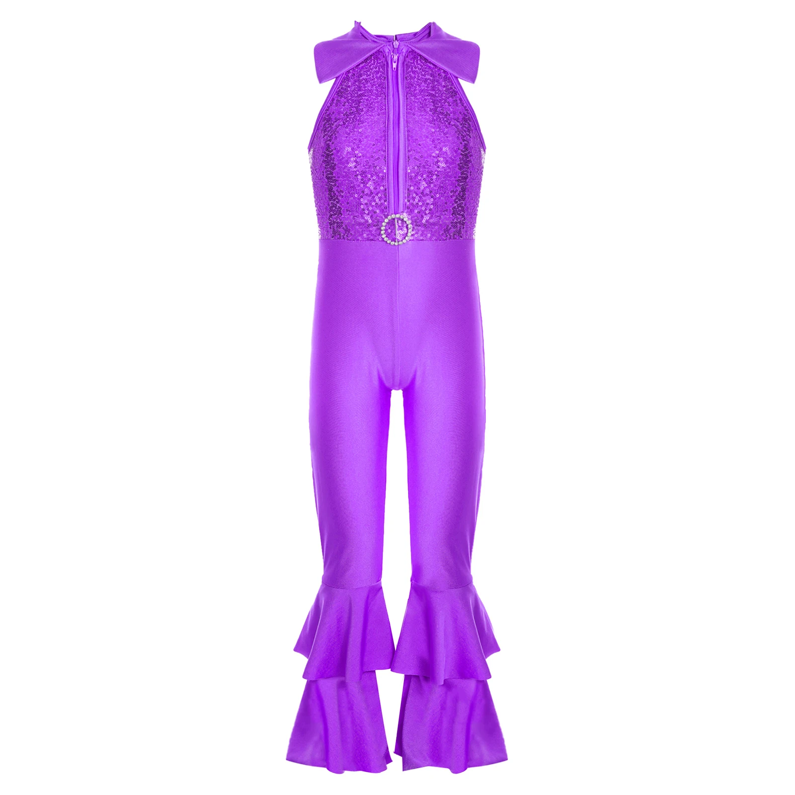 Kids Girls Shiny Sequins Jazz Dance Costume Jumpsuit Sleeveless Ballet Leotard Bell-bottom Long Pants for Latin Modern Dancing
Kids Girls Shiny Sequins Jazz Dance Costume Jumpsuit Sleeveless Ballet Leotard Bell-bottom Long Pants for Latin Modern Dancing