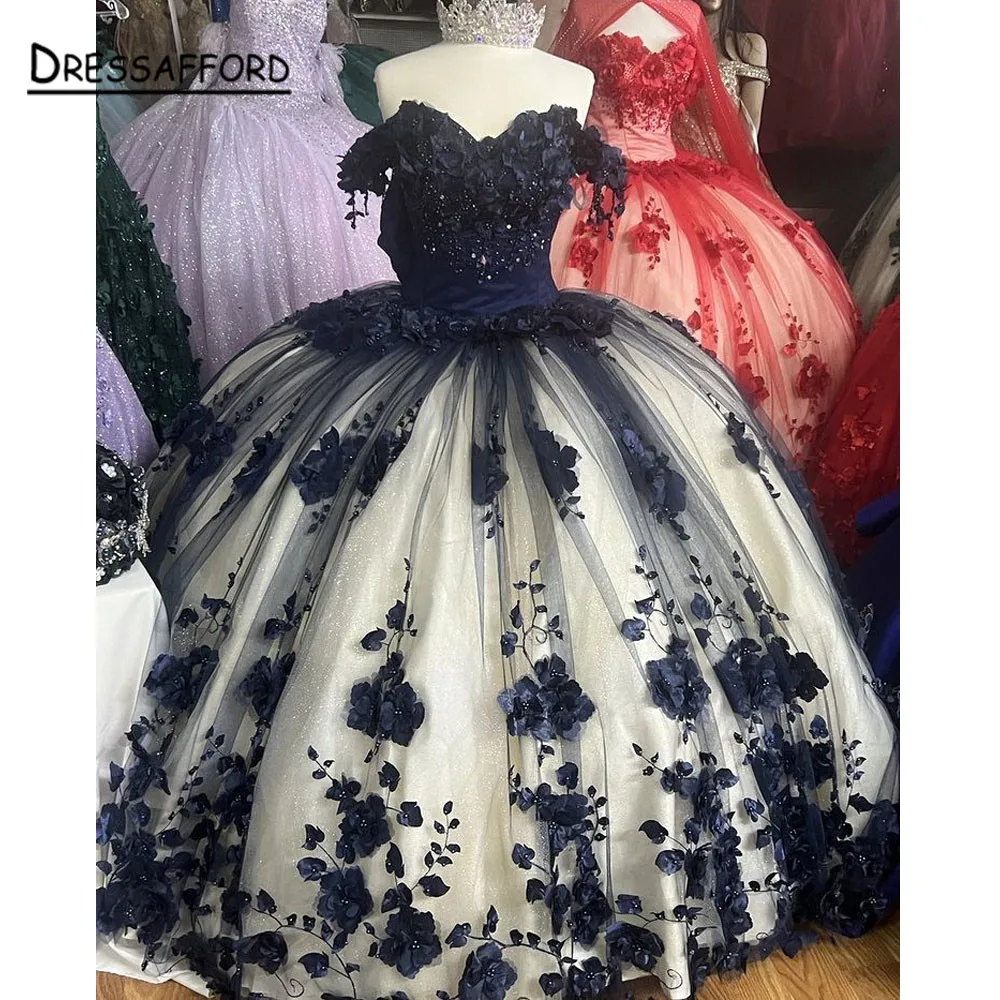 Navy Blue Handmade Flowers Ball Gown Quinceanera Dresses With Cape Off The Shoulder Appliques Lace Vestido De 15 Anos Sweet 16
Navy Blue Handmade Flowers Ball Gown Quinceanera Dresses With Cape Off The Shoulder Appliques Lace Vestido De 15 Anos Sweet 16