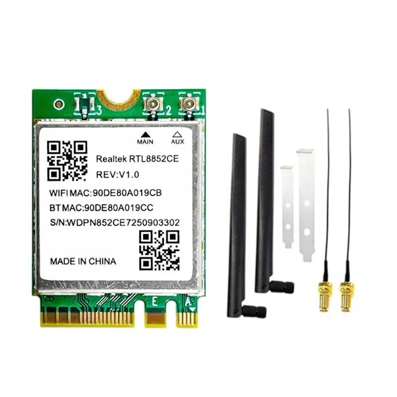 AED7-Wifi 6E RTL8852CE M.2 Network Card With 8DB Antenna Wireless BT5.3 802.11AX Adapter 5374M 2.4/5/6Ghz For Windows 10/11
AED7-Wifi 6E RTL8852CE M.2 Network Card With 8DB Antenna Wireless BT5.3 802.11AX Adapter 5374M 2.4/5/6Ghz For Windows 10/11