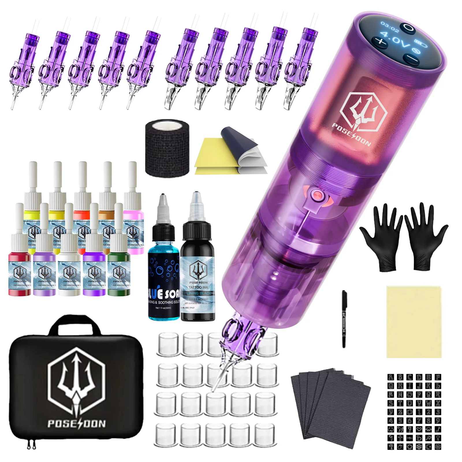 Tattoo Kit POSEIDON Hot Purple Tattoo Pen Kit For Permanent Makeup Tattoo Machine Kit High Power Tattoo Power Supply Tattoo Gun
Tattoo Kit POSEIDON Hot Purple Tattoo Pen Kit For Permanent Makeup Tattoo Machine Kit High Power Tattoo Power Supply Tattoo Gun