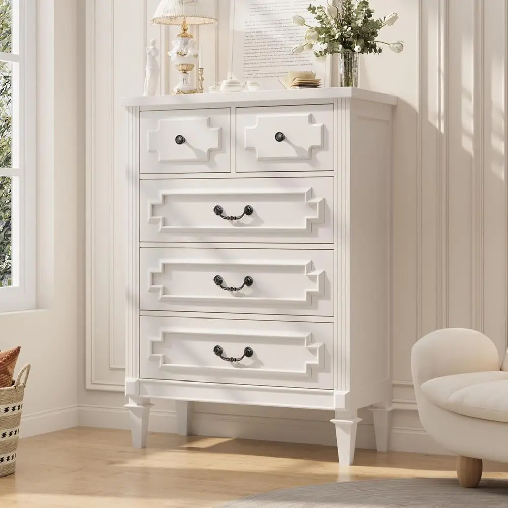 Vintage-Style Tall Dresser and Chest with Drawers for Bedroom or Living Room, White Closet Storage Cabinet
Vintage-Style Tall Dresser and Chest with Drawers for Bedroom or Living Room, White Closet Storage Cabinet