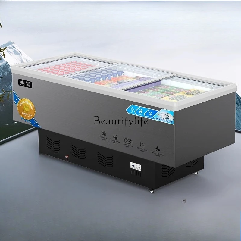 Commercial large-capacity refrigerated display cabinet, fresh-keeping and frozen dual-purpose horizontal glass refrigerator
Commercial large-capacity refrigerated display cabinet, fresh-keeping and frozen dual-purpose horizontal glass refrigerator