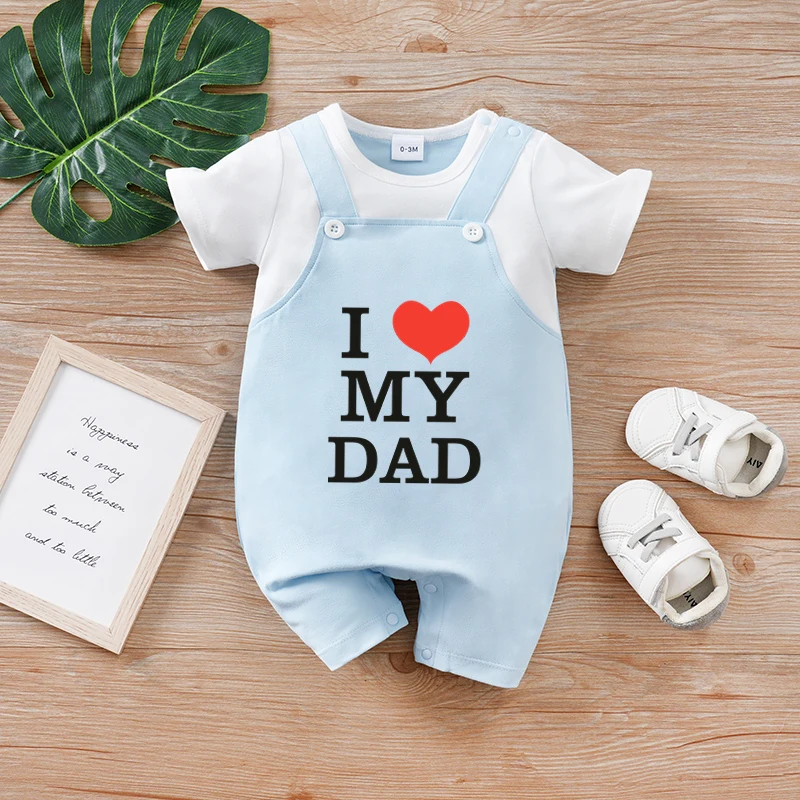 Newborn boys, girls and babies summer leave 2 pieces Father's Day I love my father short-sleeved round-neck jumpsuit
Newborn boys, girls and babies summer leave 2 pieces Father's Day I love my father short-sleeved round-neck jumpsuit
