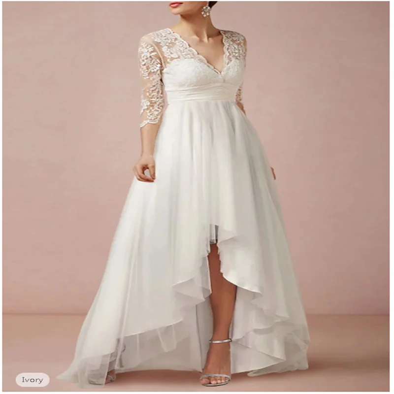 Mature Wedding Dresses Sheath V Neck 3/4 Length Sleeve Asymmetrical Chiffon Bridal Gowns With Pleats Ruched Customized 2025
Mature Wedding Dresses Sheath V Neck 3/4 Length Sleeve Asymmetrical Chiffon Bridal Gowns With Pleats Ruched Customized 2025