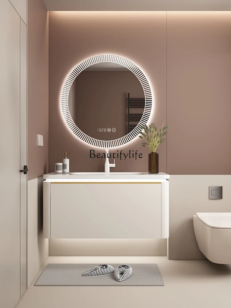 Modern simple cream style bathroom cabinet ceramic integrated basin bathroom cabinet combination washstand
Modern simple cream style bathroom cabinet ceramic integrated basin bathroom cabinet combination washstand