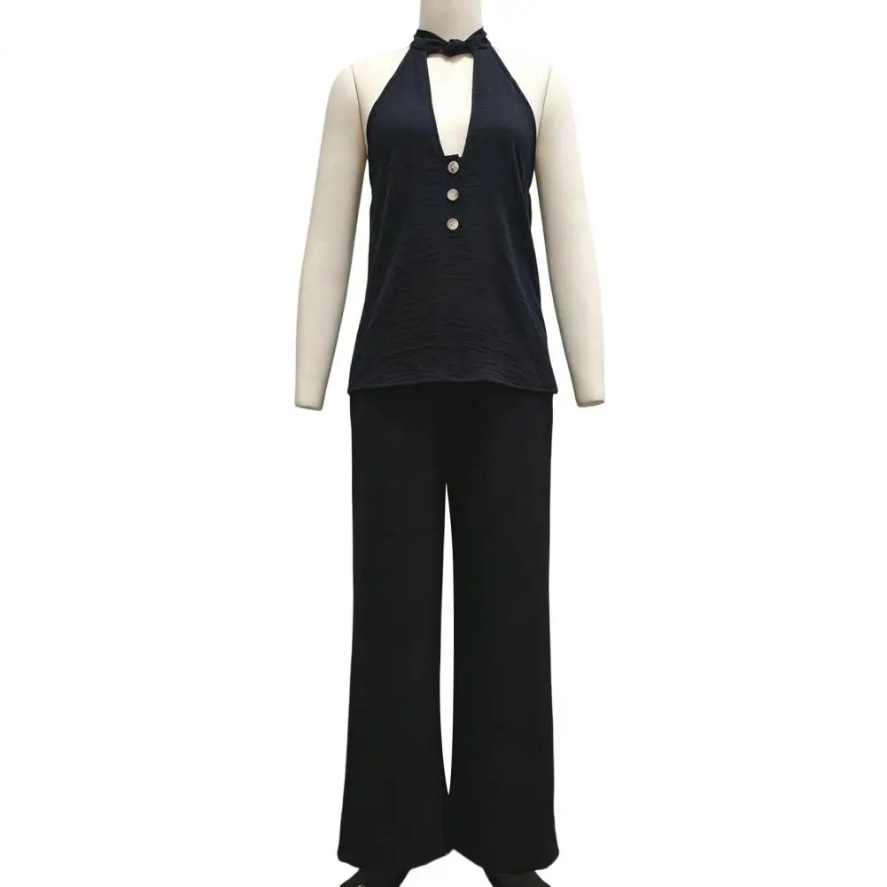 Summer 2 Piece Sets for Women, Halter V Neck Backless Top Breathable Fabric Suit, Polyester Sleeveless Vacation Outfits
Summer 2 Piece Sets for Women, Halter V Neck Backless Top Breathable Fabric Suit, Polyester Sleeveless Vacation Outfits