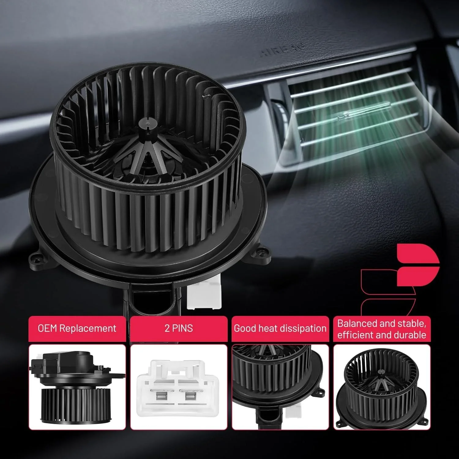 AC Heater Blower Motor 700255 for Dodge Nitro 2007-2011 & Jeep Liberty 2008-2012 (w/Fan Cage, Replaces 68003996AA, 75860)
AC Heater Blower Motor 700255 for Dodge Nitro 2007-2011 & Jeep Liberty 2008-2012 (w/Fan Cage, Replaces 68003996AA, 75860)