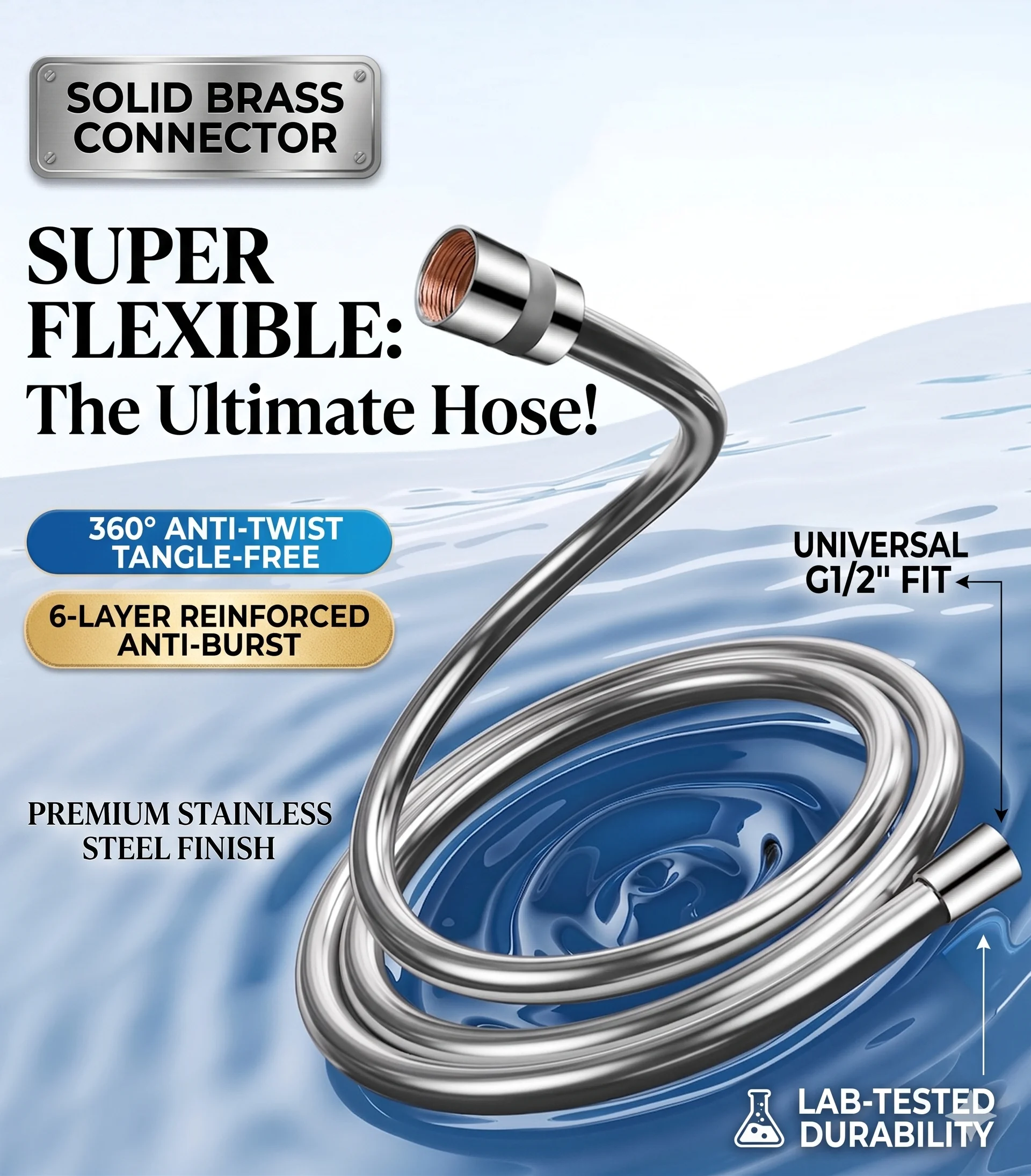 Flexible PVC Shower Hose Bright Silver Smooth Anti-Kink Handheld Bath Tube G1/2 Leakproof Water Pipe
Flexible PVC Shower Hose Bright Silver Smooth Anti-Kink Handheld Bath Tube G1/2 Leakproof Water Pipe
