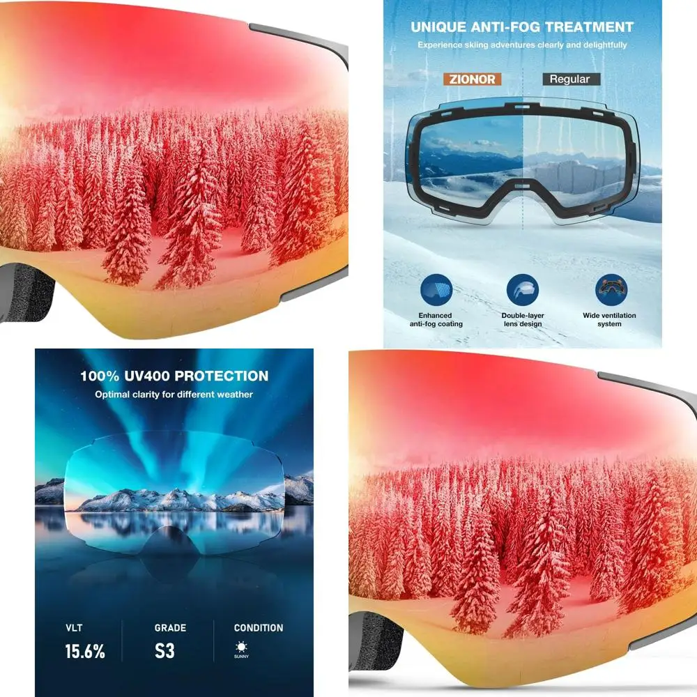 Magnetic Lens Ski Goggles with Anti-fog & UV Protection for Men & Women Adults
Magnetic Lens Ski Goggles with Anti-fog & UV Protection for Men & Women Adults