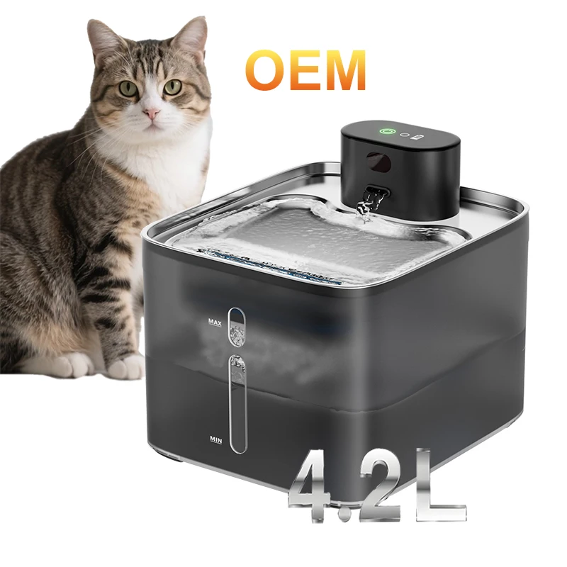 Hot Selling Pet Product 2025 Wireless Cat Water Fountain Stainless Steel 4.2L/142oz Quiet Smart Pet Drinking Water Dispenser
Hot Selling Pet Product 2025 Wireless Cat Water Fountain Stainless Steel 4.2L/142oz Quiet Smart Pet Drinking Water Dispenser
