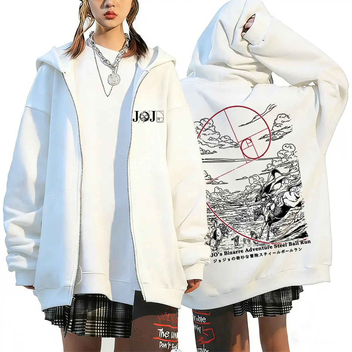 Anime Jojo Bizarre Adventure Steel Ball Run Zipper Hoodie Men Women Manga Vintage Oversized Zip Up Jacket Sweatshirt Streetwear
Anime Jojo Bizarre Adventure Steel Ball Run Zipper Hoodie Men Women Manga Vintage Oversized Zip Up Jacket Sweatshirt Streetwear