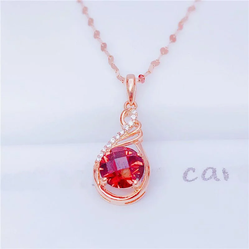 Faionable round 4K Rose Gold Plated Pendant Women's Jewelry 585 Purple Gold Embedded Red Sapphire Luxury Accory
Faionable round 4K Rose Gold Plated Pendant Women's Jewelry 585 Purple Gold Embedded Red Sapphire Luxury Accory
