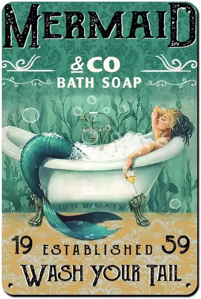 Vintage Tin Sign Mermaid Decor Gifts Funny Bathroom Decor Wall Art Coffee Bar Vintage Metal Tin Sign - Wash Your Tail -
Vintage Tin Sign Mermaid Decor Gifts Funny Bathroom Decor Wall Art Coffee Bar Vintage Metal Tin Sign - Wash Your Tail -