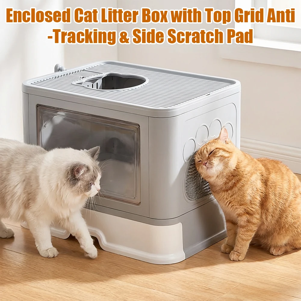 Extra Large Fully Enclosed Cat Litter Box - Top-Entry Drawer Design, Foldable & Odor-Proof with Built-in Deodorant Pack, Splash-Proof & Easy-Clean, Includes Free Scoop (Minimalist Grey) | Plus, 1 Random Mouse Toy Included (1 of 6 Styles).
Extra Large Fully Enclosed Cat Litter Box - Top-Entry Drawer Design, Foldable & Odor-Proof with Built-in Deodorant Pack, Splash-Proof & Easy-Clean, Includes Free Scoop (Minimalist Grey) | Plus, 1 Random Mouse Toy Included (1 of 6 Styles).