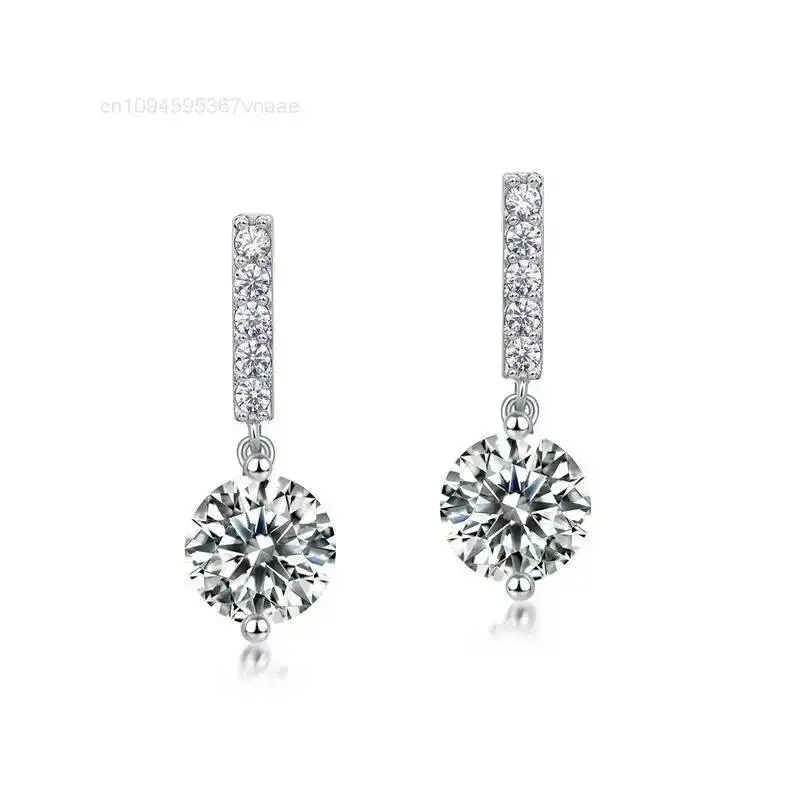 Sterling Silver Round Brilliant Cut Moissanite Drop Earrings Pavé Bar Setting Elegant Bridal Wedding Dangle Earrings for Women
Sterling Silver Round Brilliant Cut Moissanite Drop Earrings Pavé Bar Setting Elegant Bridal Wedding Dangle Earrings for Women
