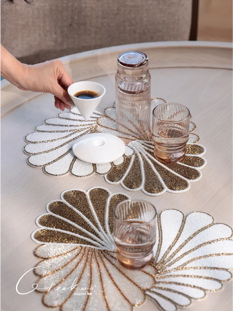 Dining table living room tabletop placemat creative floral design, premium handmade beaded artistic heat-resistant pad home use
Dining table living room tabletop placemat creative floral design, premium handmade beaded artistic heat-resistant pad home use