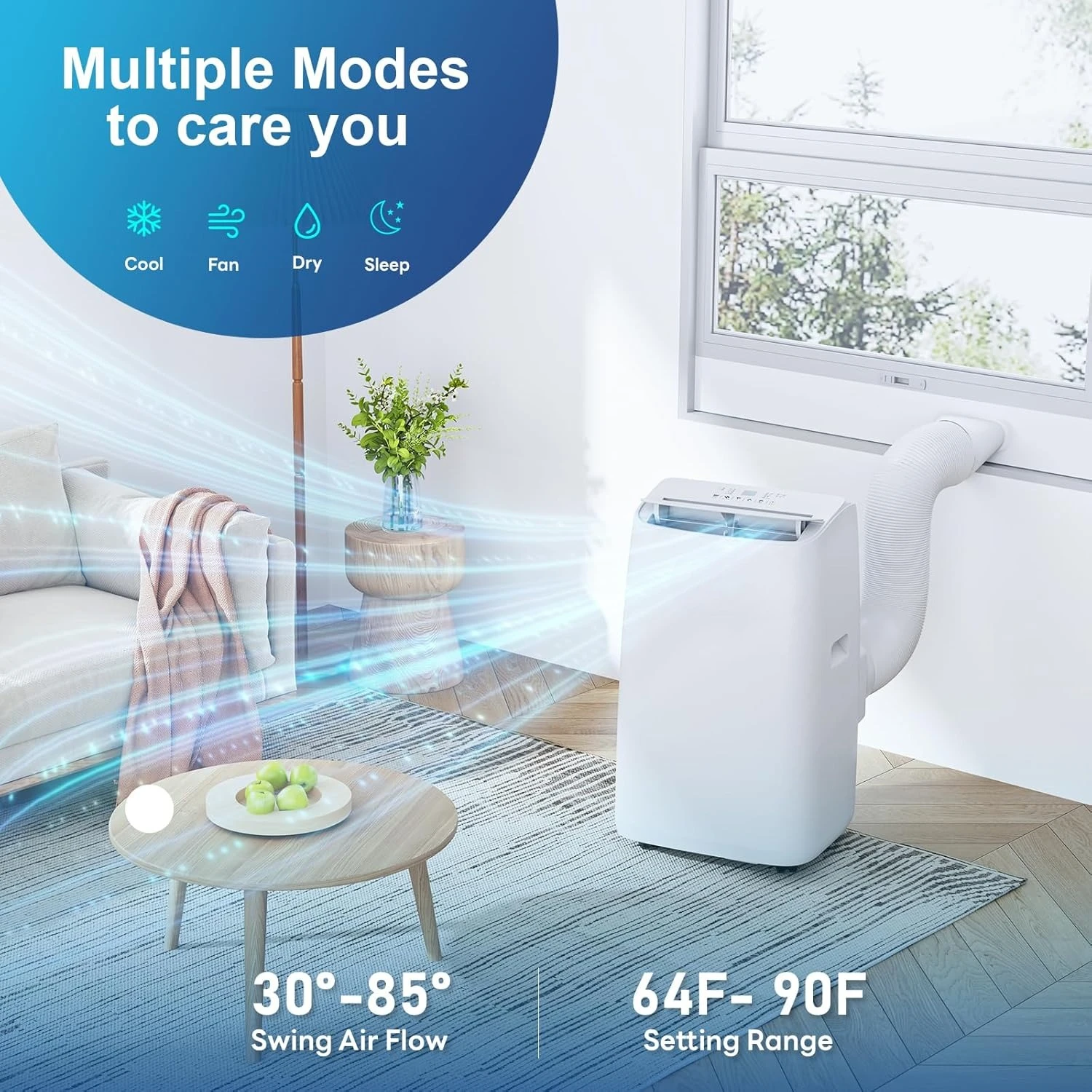Portable Air Conditioners, 14000 BTU(ASHRAE) /10400 BTU (SACC), Dehumidifier, Cooling Fan, AC for Room,450 Sq.Ft
Portable Air Conditioners, 14000 BTU(ASHRAE) /10400 BTU (SACC), Dehumidifier, Cooling Fan, AC for Room,450 Sq.Ft