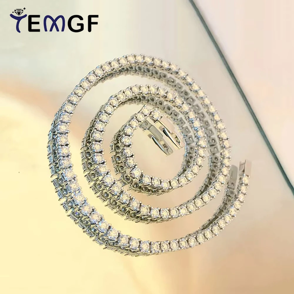 TEMGF Tennis Necklace Full Moissanite Inlay S925 Sterling Silver Chain for Women Man Classic Hip Hop Sparkling Fine Jewelry
TEMGF Tennis Necklace Full Moissanite Inlay S925 Sterling Silver Chain for Women Man Classic Hip Hop Sparkling Fine Jewelry