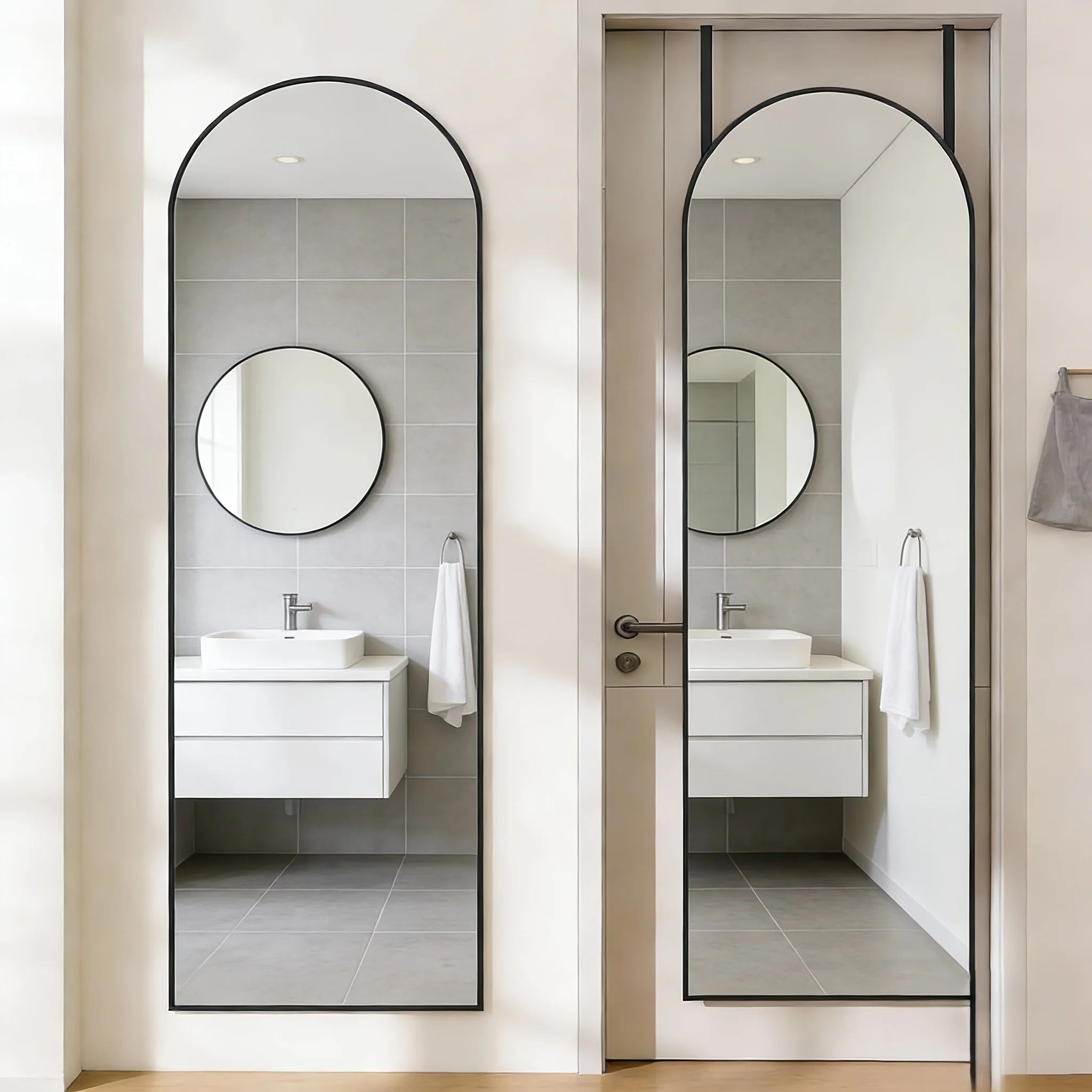 47" X 14" Full Length Bathroom Mirror Over The Door, Door Hanging Metal Aluminum Alloy Frame Dressing Mirror, Wall Mounted Full Body Mirror
47" X 14" Full Length Bathroom Mirror Over The Door, Door Hanging Metal Aluminum Alloy Frame Dressing Mirror, Wall Mounted Full Body Mirror