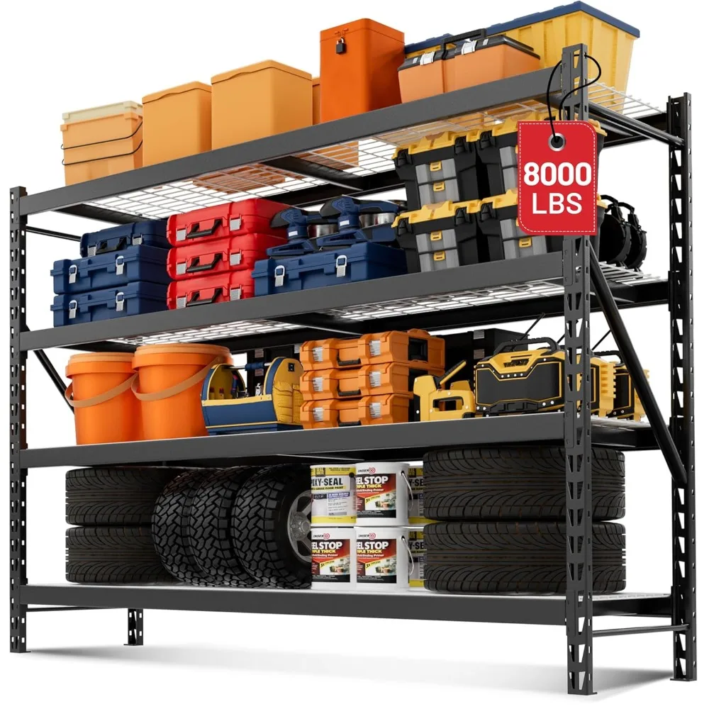 8000LBS Storage Shelves, 77" Extra-Wide Garage Shelving, Heavy-Duty Metal Shelving Unit, Adjustable 4-Tier Garage, Customized
8000LBS Storage Shelves, 77" Extra-Wide Garage Shelving, Heavy-Duty Metal Shelving Unit, Adjustable 4-Tier Garage, Customized