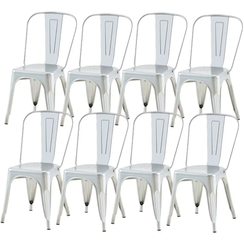 8 Stackable Industrial-Style Silver Metal Dining Chairs for Easy Indoor Cleaning
8 Stackable Industrial-Style Silver Metal Dining Chairs for Easy Indoor Cleaning