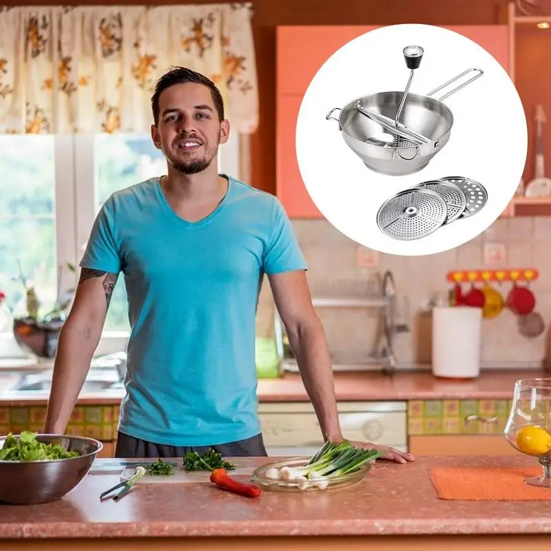 Новинка, ручная кухонная мельница, вращающийся блендер, овощерезка, кухонный измельчитель, нержавеющая сталь, ягоды пюре, помидоры, кухонные инструменты
Новинка, ручная кухонная мельница, вращающийся блендер, овощерезка, кухонный измельчитель, нержавеющая сталь, ягоды пюре, помидоры, кухонные инструменты
