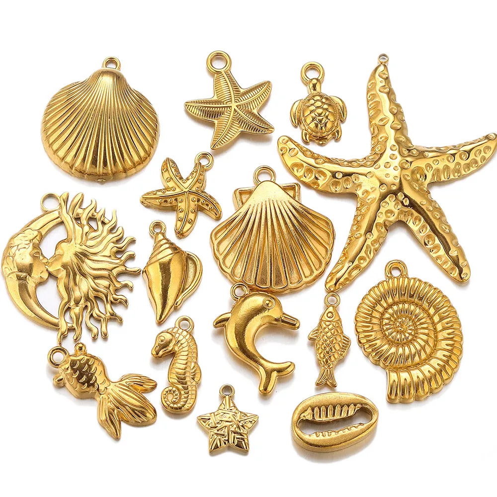 4/5pcs Stainless Steel Ocean Charm Conch Seahorse Starfish Gold-plated DIY Necklace Bracelet Jewelry Making Material Accessories
4/5pcs Stainless Steel Ocean Charm Conch Seahorse Starfish Gold-plated DIY Necklace Bracelet Jewelry Making Material Accessories