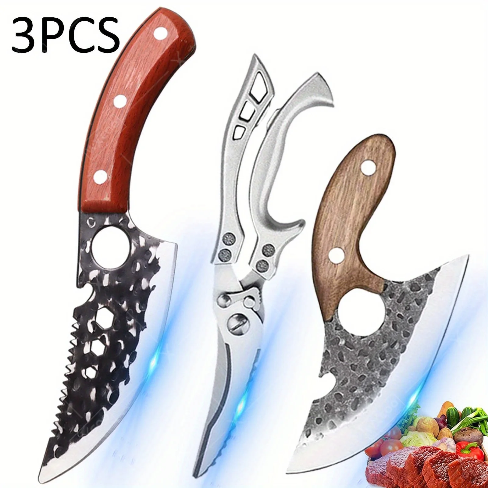 3 Pcs Professional Handmade Forged Knife Kitchen Utility Cleaver Butcher Paring Boning Chef Knife Scissors Poultry Fish Cutter
3 Pcs Professional Handmade Forged Knife Kitchen Utility Cleaver Butcher Paring Boning Chef Knife Scissors Poultry Fish Cutter