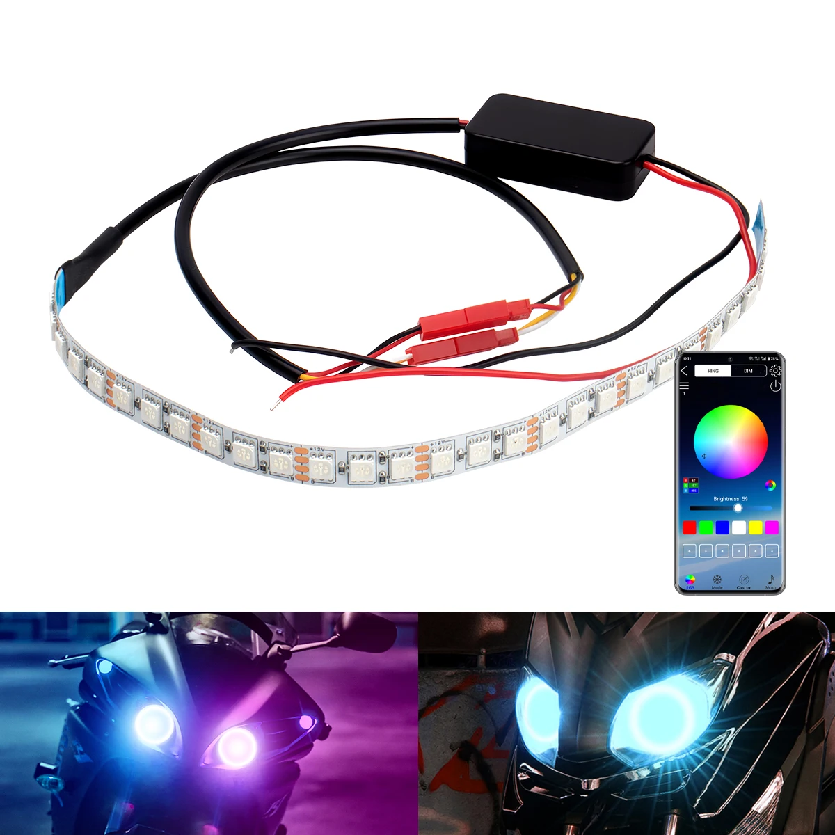 Motorcycle LED Strip Light Dynamic Devil Eye Daytime Running Light RGB APP Control 30SMD Motorcycle Decoration Accessories
Motorcycle LED Strip Light Dynamic Devil Eye Daytime Running Light RGB APP Control 30SMD Motorcycle Decoration Accessories