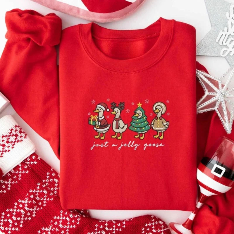 Festive Jolly Embroidery Crewneck Sweatshirt Cute Holiday Goose Gift Christmas for Lovers Funny Adult Long Sleeve Thermal Hoodie
Festive Jolly Embroidery Crewneck Sweatshirt Cute Holiday Goose Gift Christmas for Lovers Funny Adult Long Sleeve Thermal Hoodie
