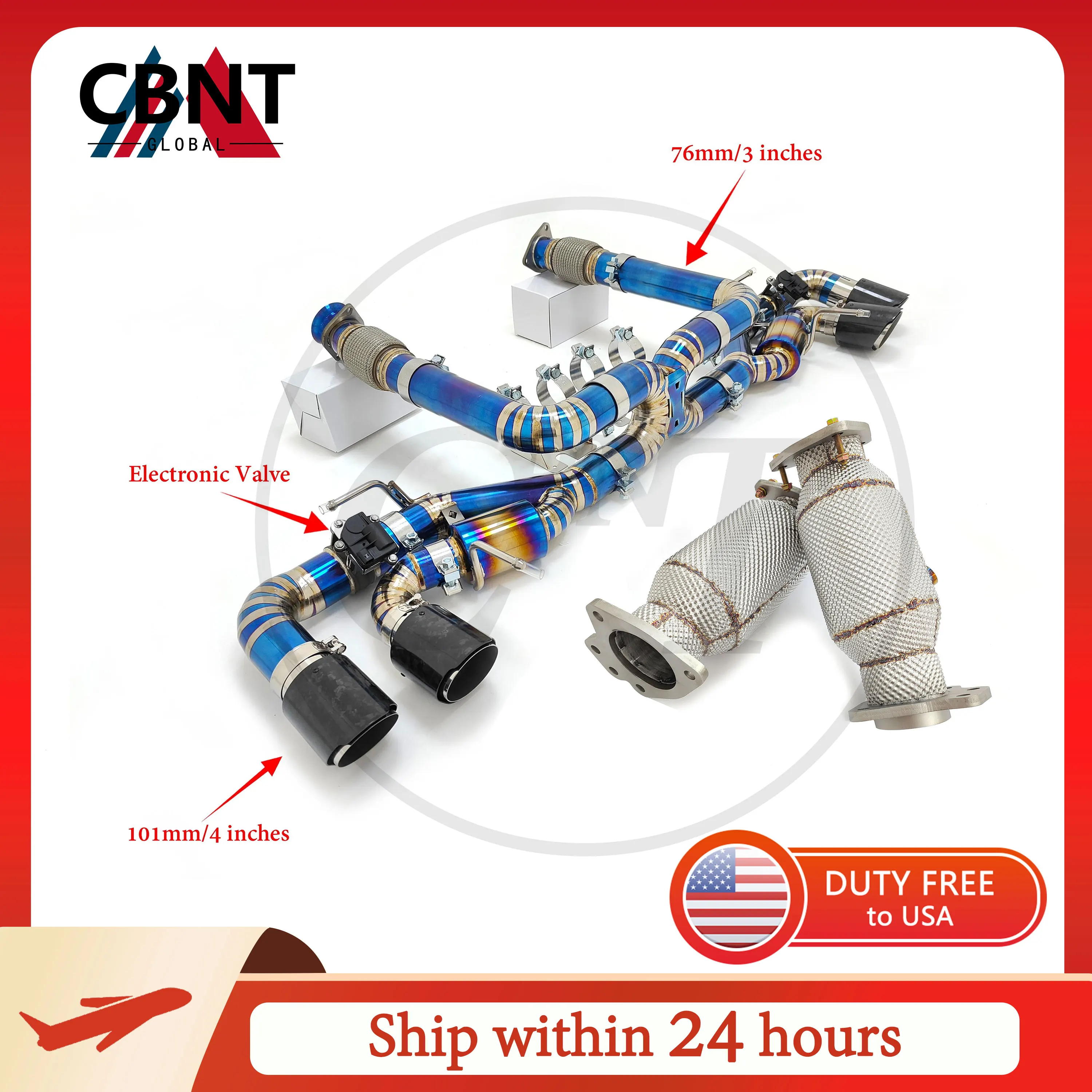 CBNT C8 Corvette Full Exhaust Axleback & Downpie for Chevrolet Corvette C8 6.2L Titanium Valvetronic Exhaust System Muffler
CBNT C8 Corvette Full Exhaust Axleback & Downpie for Chevrolet Corvette C8 6.2L Titanium Valvetronic Exhaust System Muffler