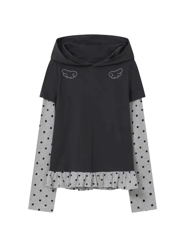 BAUF Long Sleeve Hoodie Polka Dot Stripe Small Wings T-Shirt Street Style Slim Fit Cotton Pure Autumn 2025 Ladies
BAUF Long Sleeve Hoodie Polka Dot Stripe Small Wings T-Shirt Street Style Slim Fit Cotton Pure Autumn 2025 Ladies
