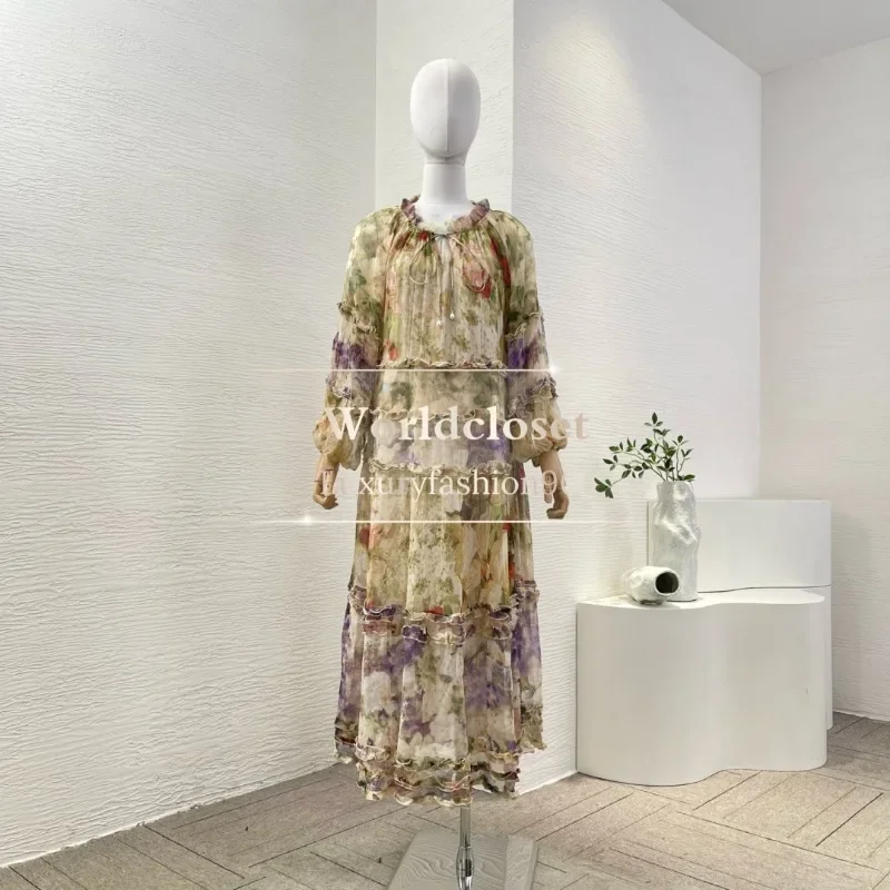Multi Color Flowers Print Long Sleeve Ruched Flouncing Pleat Midi Dresses for Party 2025 High Quality New Fashion Style
Multi Color Flowers Print Long Sleeve Ruched Flouncing Pleat Midi Dresses for Party 2025 High Quality New Fashion Style