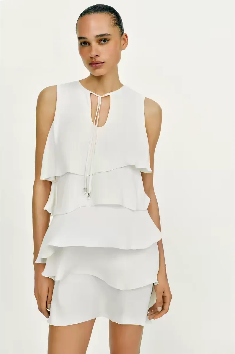 Summer New Arrival Women's Dress Color Sleeveless round Neck Layered Decoration Short Dress Fashionable Ethnic Style
Summer New Arrival Women's Dress Color Sleeveless round Neck Layered Decoration Short Dress Fashionable Ethnic Style