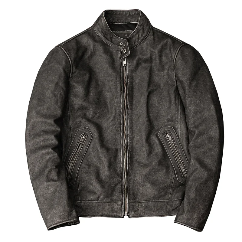 Genuine Leather Jacket Men Vintage Pure Cowhide Outfits Fall Winter Male’s Short Stand Collar Retro Leather Chaquetas Hombre FCY
Genuine Leather Jacket Men Vintage Pure Cowhide Outfits Fall Winter Male’s Short Stand Collar Retro Leather Chaquetas Hombre FCY