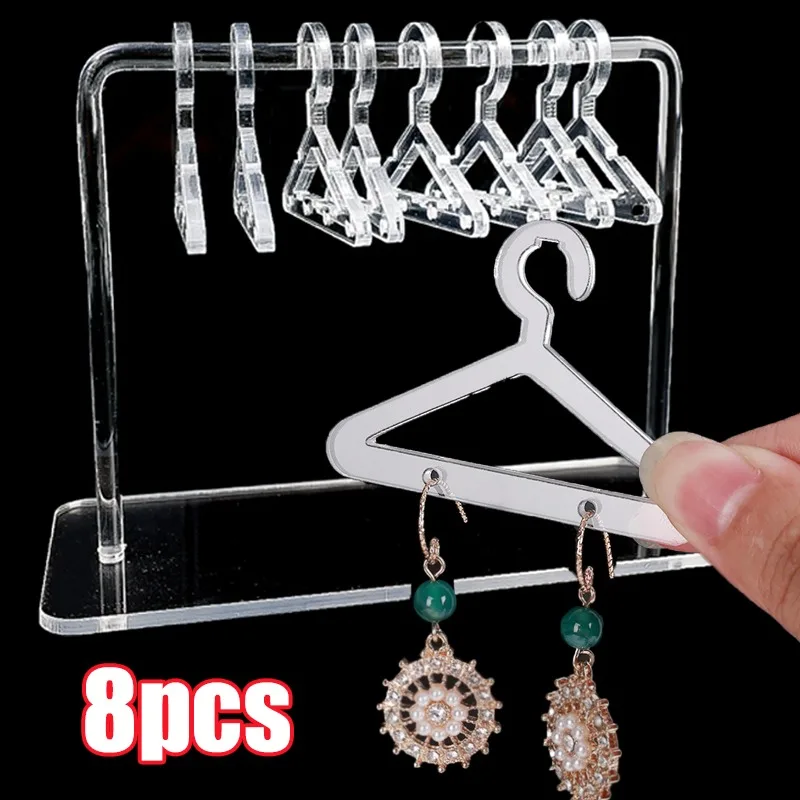 8pcs Earring Jewelry Hanger Display Stand Acrylic Organizer Creative Coat Hanger Shape Showcase Ear Stud Jewelry Storage Tools
8pcs Earring Jewelry Hanger Display Stand Acrylic Organizer Creative Coat Hanger Shape Showcase Ear Stud Jewelry Storage Tools