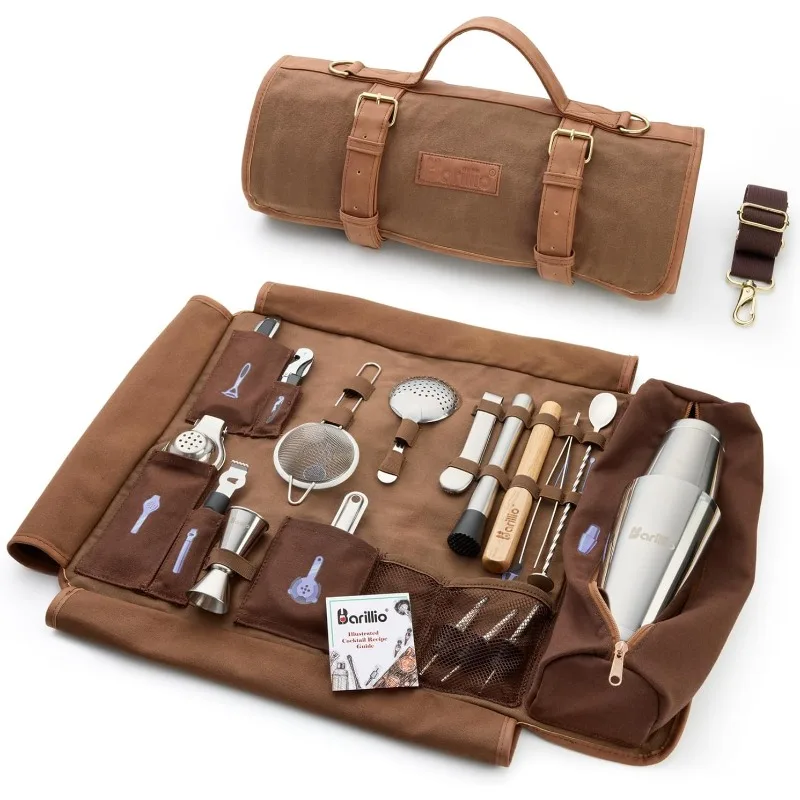 Bartender Kit Bag with Cocktail Shaker Set - Waxed Canvas Traveling Bar Tools Bag with 17-Pc Cocktail Kit - Travel Mixology
Bartender Kit Bag with Cocktail Shaker Set - Waxed Canvas Traveling Bar Tools Bag with 17-Pc Cocktail Kit - Travel Mixology