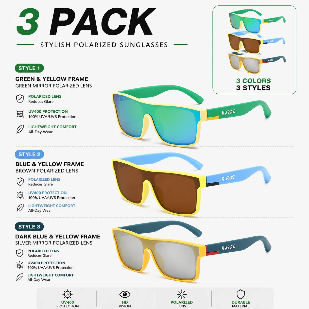 3PCS COOLMEN Polarized Outdoor Sports Sunglasses UV400 PC for Men Women Fishing Hiking Running Cycling Driving Climbing Eyewear
3PCS COOLMEN Polarized Outdoor Sports Sunglasses UV400 PC for Men Women Fishing Hiking Running Cycling Driving Climbing Eyewear